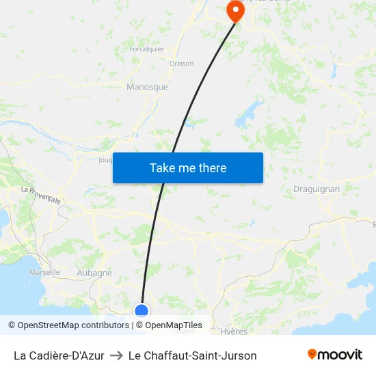 La Cadière-D'Azur to Le Chaffaut-Saint-Jurson map