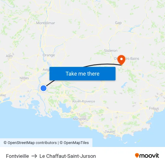Fontvieille to Le Chaffaut-Saint-Jurson map