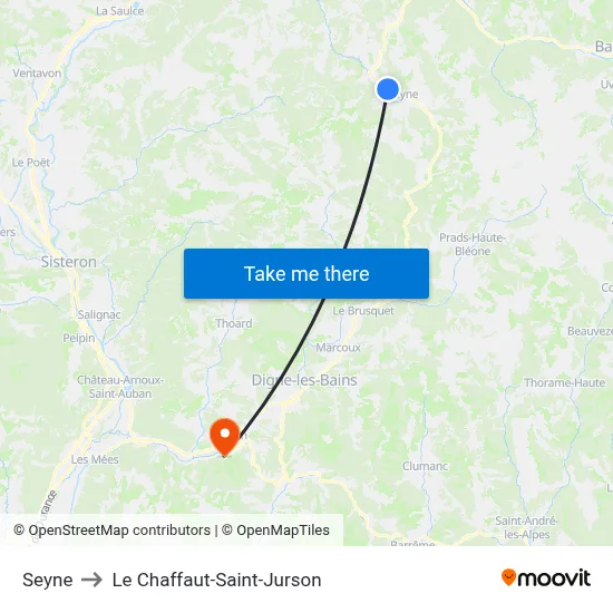 Seyne to Le Chaffaut-Saint-Jurson map