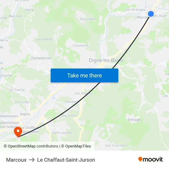 Marcoux to Le Chaffaut-Saint-Jurson map