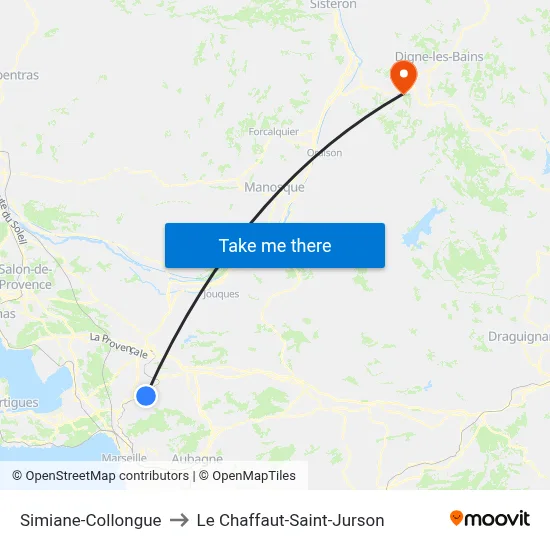 Simiane-Collongue to Le Chaffaut-Saint-Jurson map