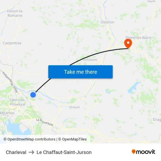 Charleval to Le Chaffaut-Saint-Jurson map