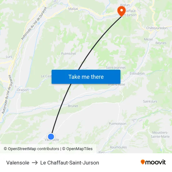 Valensole to Le Chaffaut-Saint-Jurson map