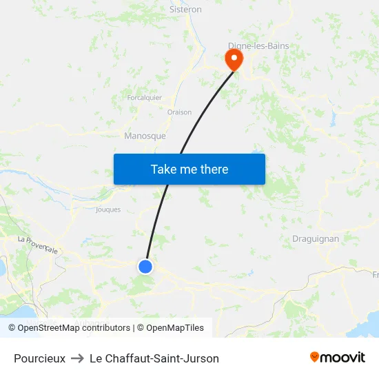 Pourcieux to Le Chaffaut-Saint-Jurson map
