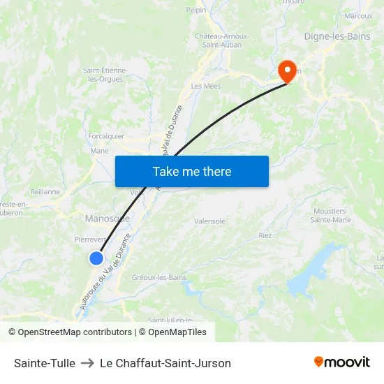 Sainte-Tulle to Le Chaffaut-Saint-Jurson map