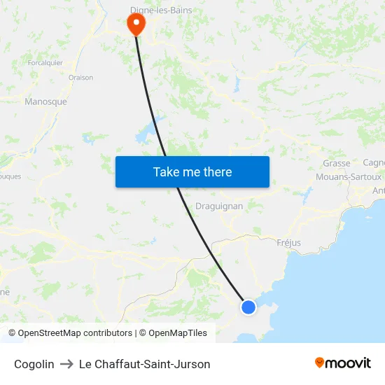 Cogolin to Le Chaffaut-Saint-Jurson map