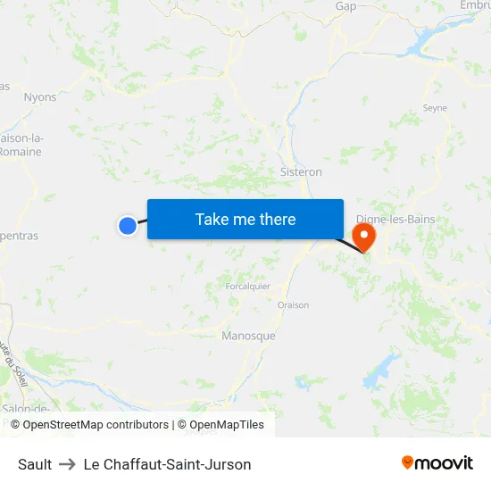 Sault to Le Chaffaut-Saint-Jurson map