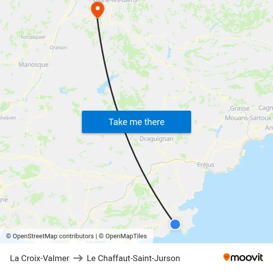 La Croix-Valmer to Le Chaffaut-Saint-Jurson map