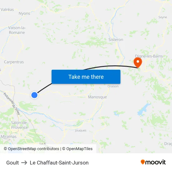 Goult to Le Chaffaut-Saint-Jurson map