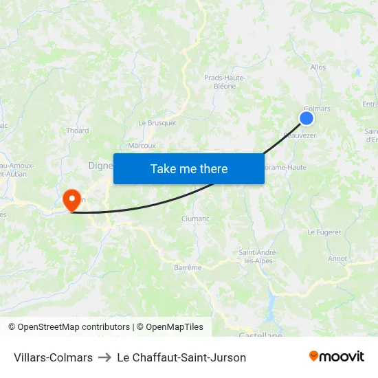 Villars-Colmars to Le Chaffaut-Saint-Jurson map