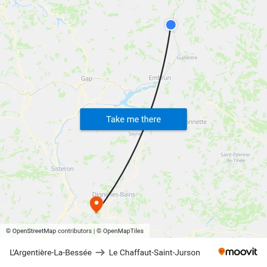 L'Argentière-La-Bessée to Le Chaffaut-Saint-Jurson map