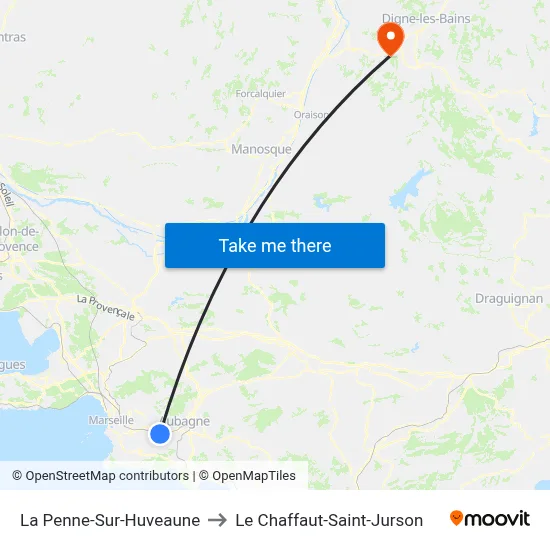 La Penne-Sur-Huveaune to Le Chaffaut-Saint-Jurson map