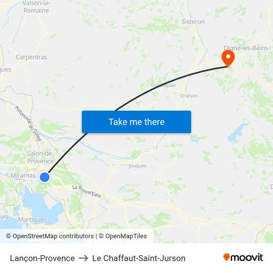 Lançon-Provence to Le Chaffaut-Saint-Jurson map