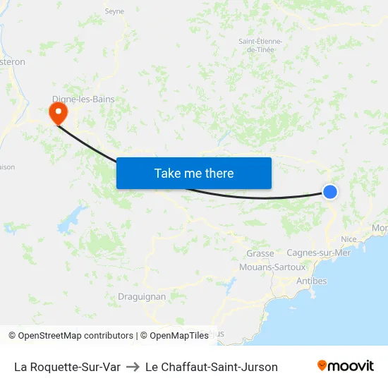 La Roquette-Sur-Var to Le Chaffaut-Saint-Jurson map