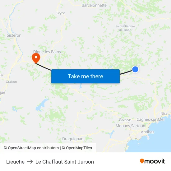 Lieuche to Le Chaffaut-Saint-Jurson map