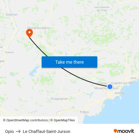 Opio to Le Chaffaut-Saint-Jurson map