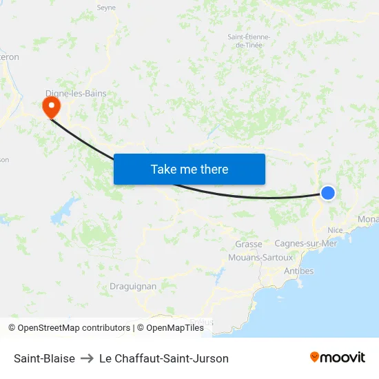 Saint-Blaise to Le Chaffaut-Saint-Jurson map
