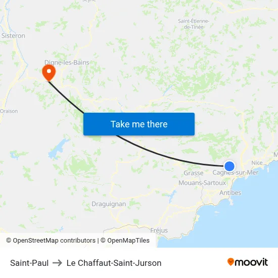 Saint-Paul to Le Chaffaut-Saint-Jurson map