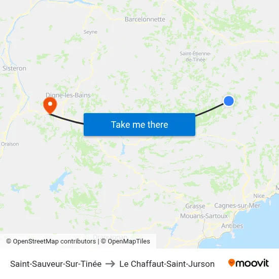 Saint-Sauveur-Sur-Tinée to Le Chaffaut-Saint-Jurson map