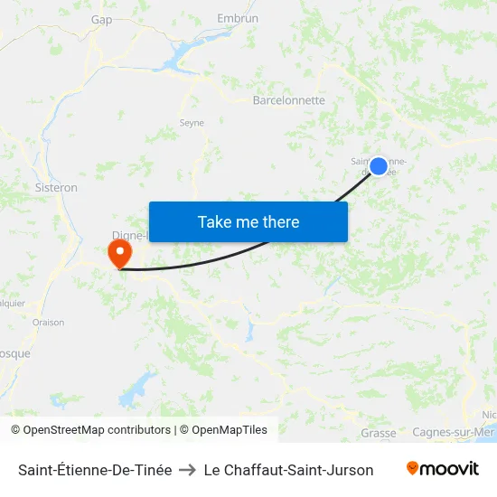Saint-Étienne-De-Tinée to Le Chaffaut-Saint-Jurson map