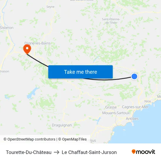 Tourette-Du-Château to Le Chaffaut-Saint-Jurson map