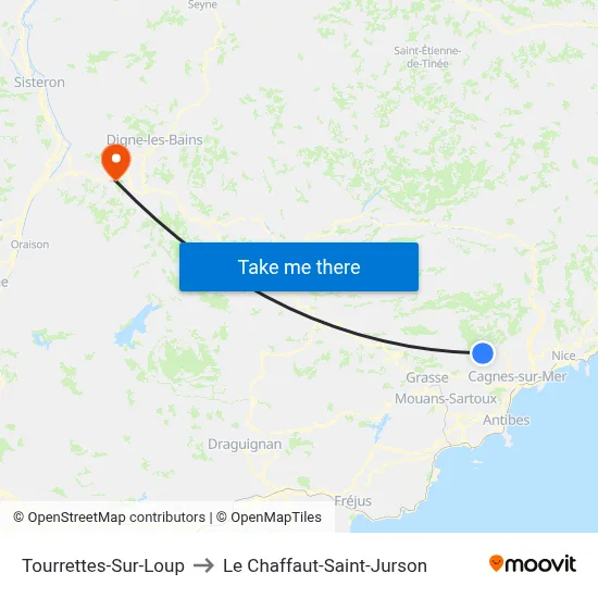 Tourrettes-Sur-Loup to Le Chaffaut-Saint-Jurson map