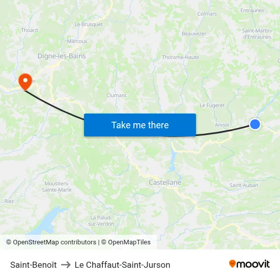 Saint-Benoît to Le Chaffaut-Saint-Jurson map