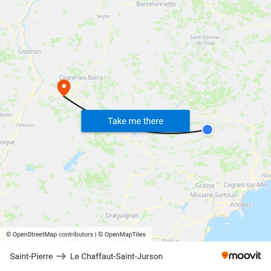 Saint-Pierre to Le Chaffaut-Saint-Jurson map