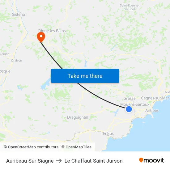 Auribeau-Sur-Siagne to Le Chaffaut-Saint-Jurson map