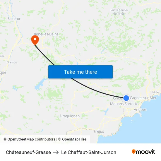 Châteauneuf-Grasse to Le Chaffaut-Saint-Jurson map