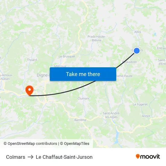 Colmars to Le Chaffaut-Saint-Jurson map
