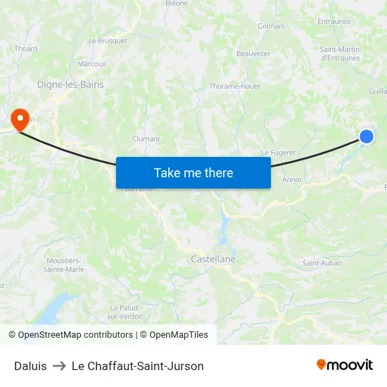 Daluis to Le Chaffaut-Saint-Jurson map
