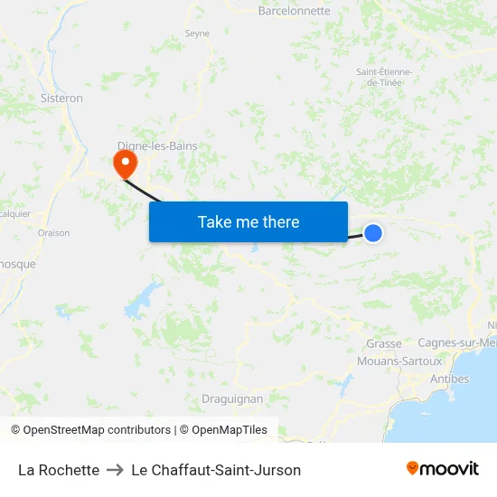 La Rochette to Le Chaffaut-Saint-Jurson map