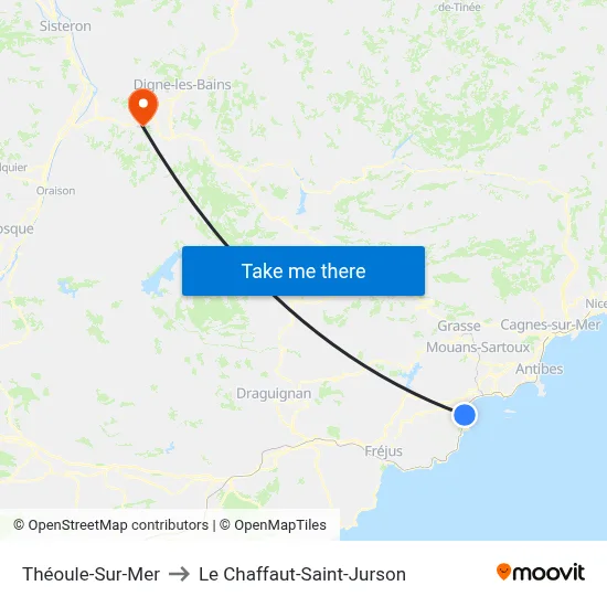 Théoule-Sur-Mer to Le Chaffaut-Saint-Jurson map