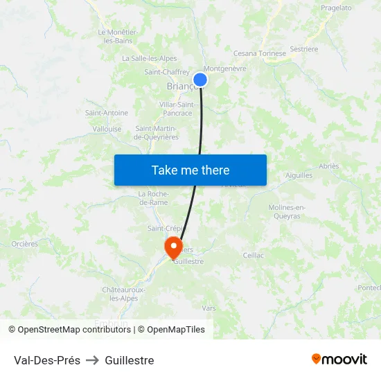 Val-Des-Prés to Guillestre map