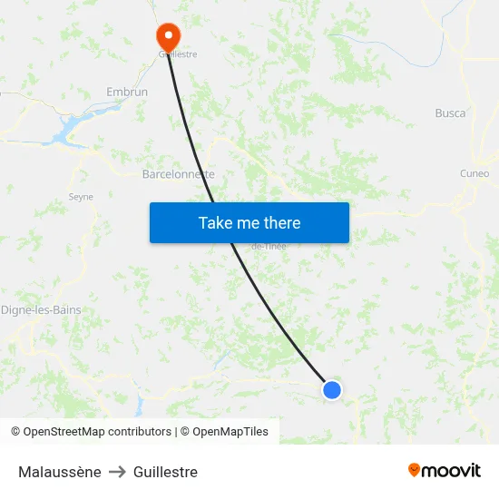 Malaussène to Guillestre map