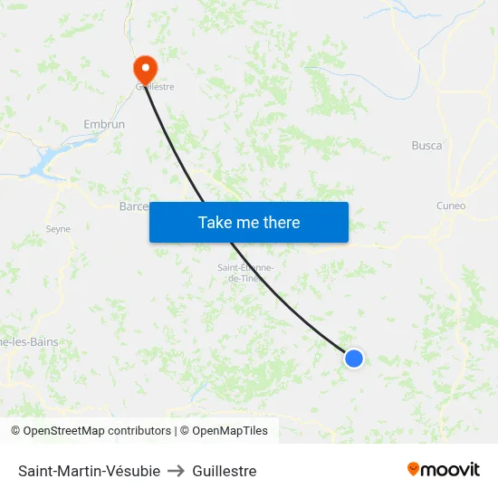 Saint-Martin-Vésubie to Guillestre map