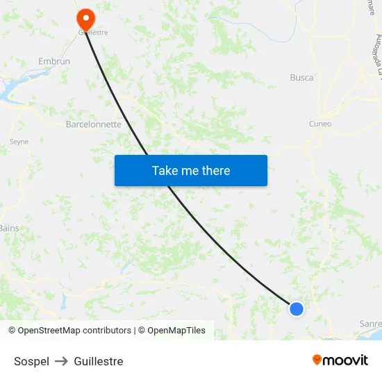 Sospel to Guillestre map