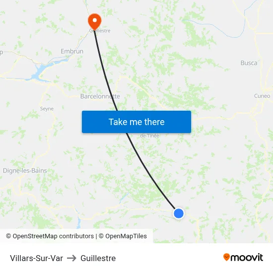 Villars-Sur-Var to Guillestre map