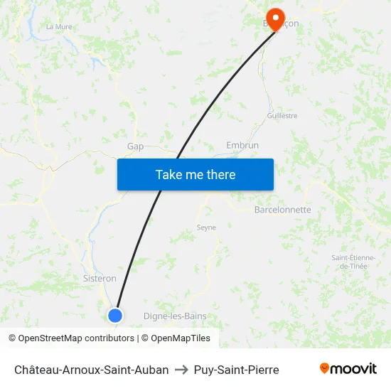 Château-Arnoux-Saint-Auban to Puy-Saint-Pierre map