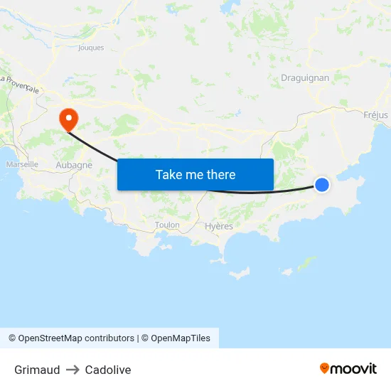 Grimaud to Cadolive map