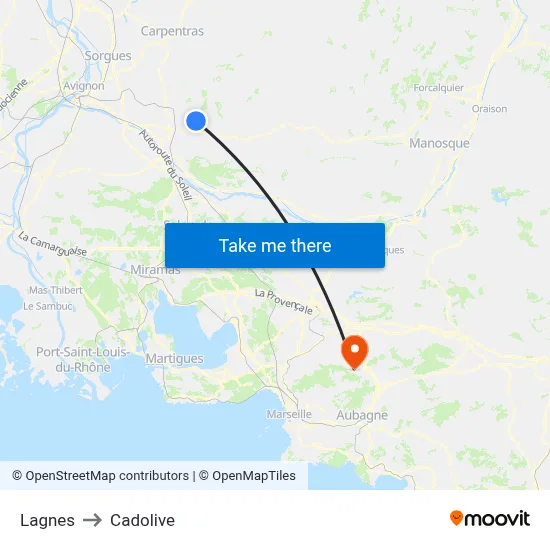 Lagnes to Cadolive map