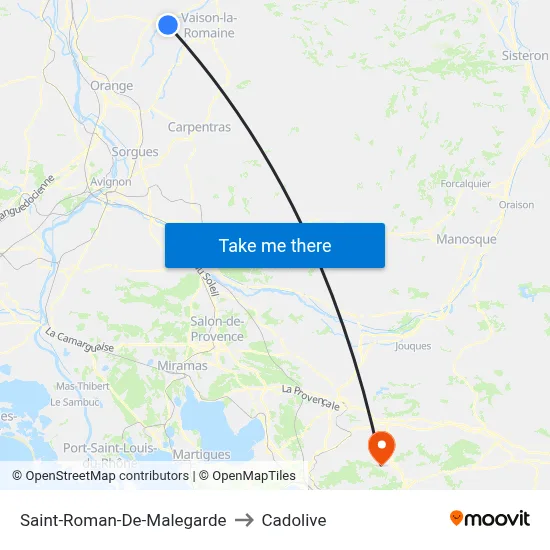 Saint-Roman-De-Malegarde to Cadolive map