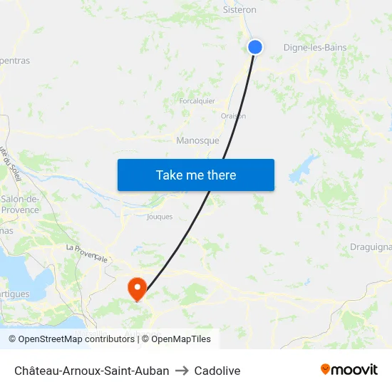 Château-Arnoux-Saint-Auban to Cadolive map