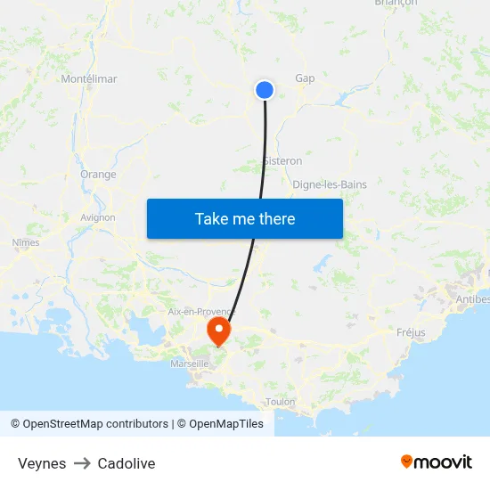 Veynes to Cadolive map