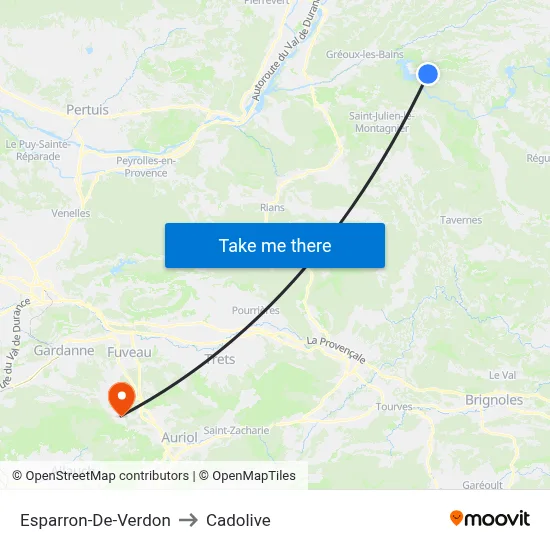 Esparron-De-Verdon to Cadolive map