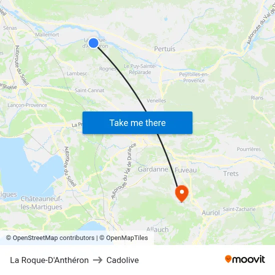 La Roque-D'Anthéron to Cadolive map