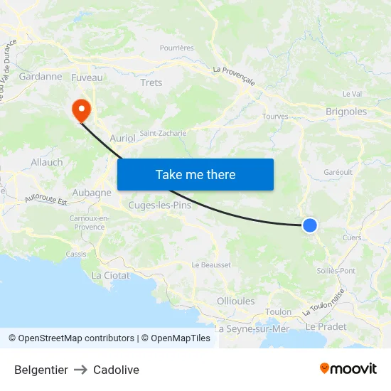 Belgentier to Cadolive map