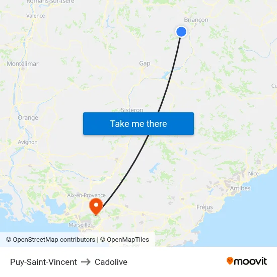 Puy-Saint-Vincent to Cadolive map