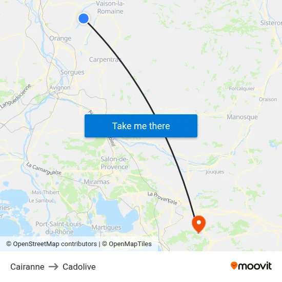 Cairanne to Cadolive map